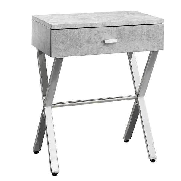 Accent Table - 24"H / Grey Cement / Chrome Metal